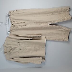 KATE HILL Linen 2pc set convertible sleeve top & drawstring pants